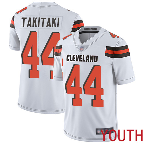 Cleveland Browns Sione Takitaki Youth White Limited Jersey #44 NFL Football Road Vapor Untouchable->youth nfl jersey->Youth Jersey